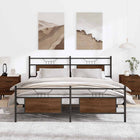 Bed frame without mattress metal brown oak color 160x200 cm
