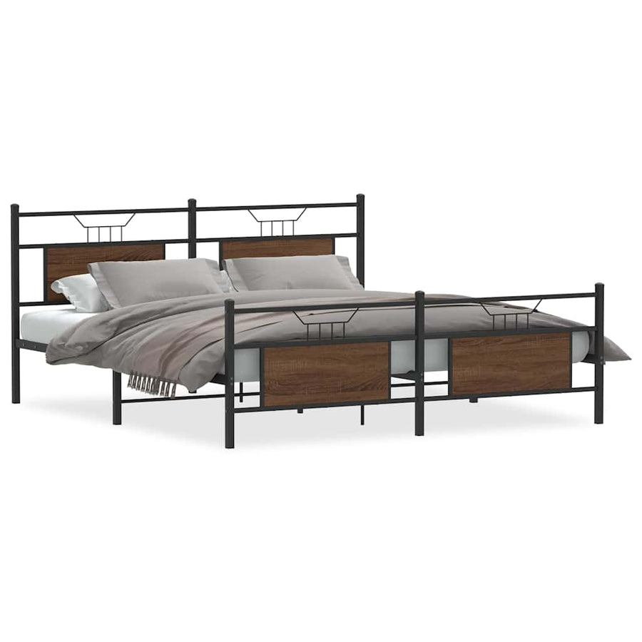 Bedframe zonder matras metaal bruin eikenkleur 180x200 cm