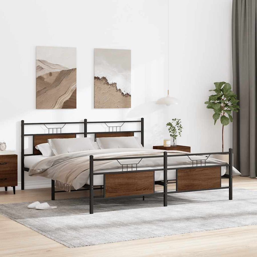 Bedframe zonder matras metaal bruin eikenkleur 180x200 cm