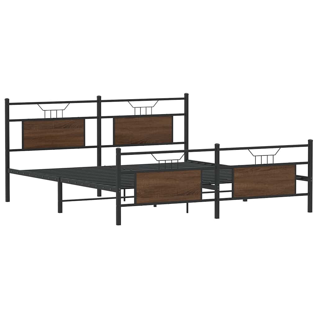 Bedframe zonder matras metaal bruin eikenkleur 180x200 cm