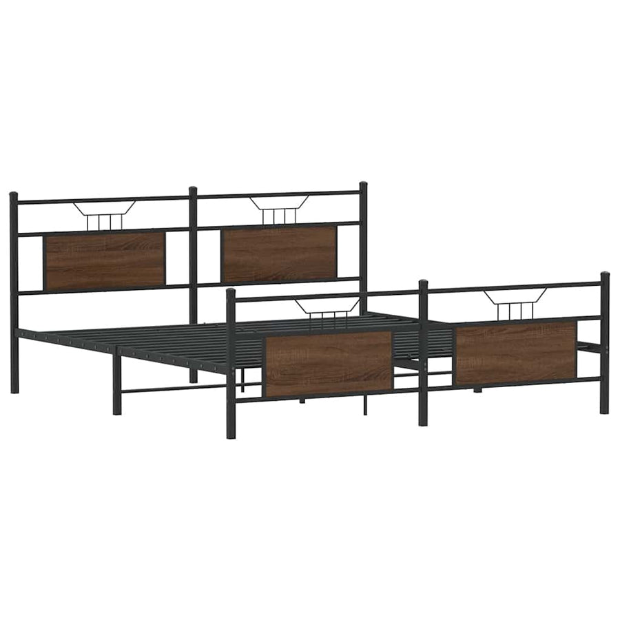Bedframe zonder matras metaal bruin eikenkleur 180x200 cm