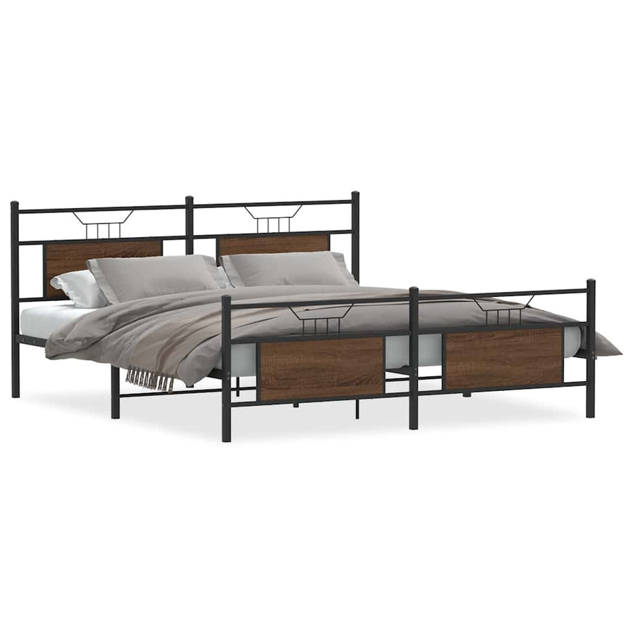 Bedframe zonder matras metaal bruin eikenkleur 183x213 cm
