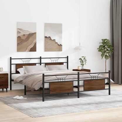 Bedframe zonder matras metaal bruin eikenkleur 183x213 cm