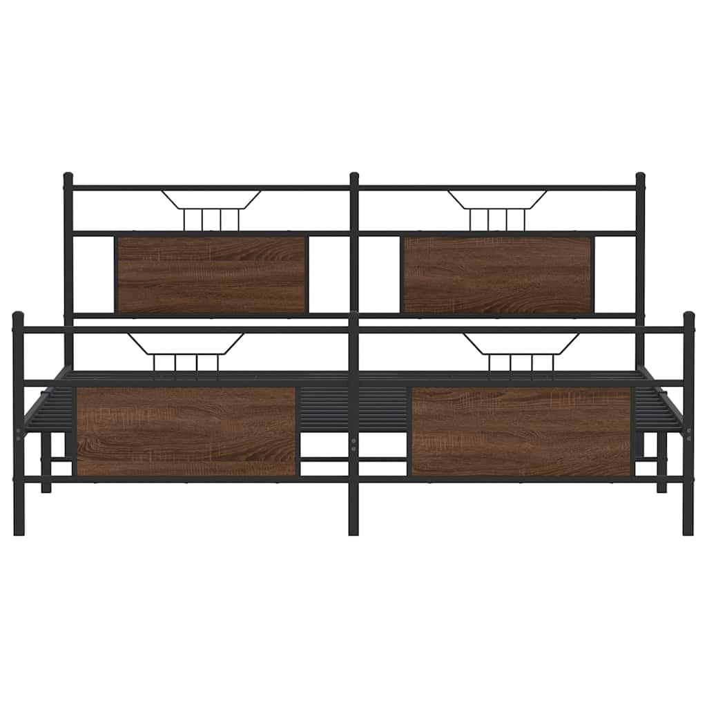 Bedframe zonder matras metaal bruin eikenkleur 183x213 cm