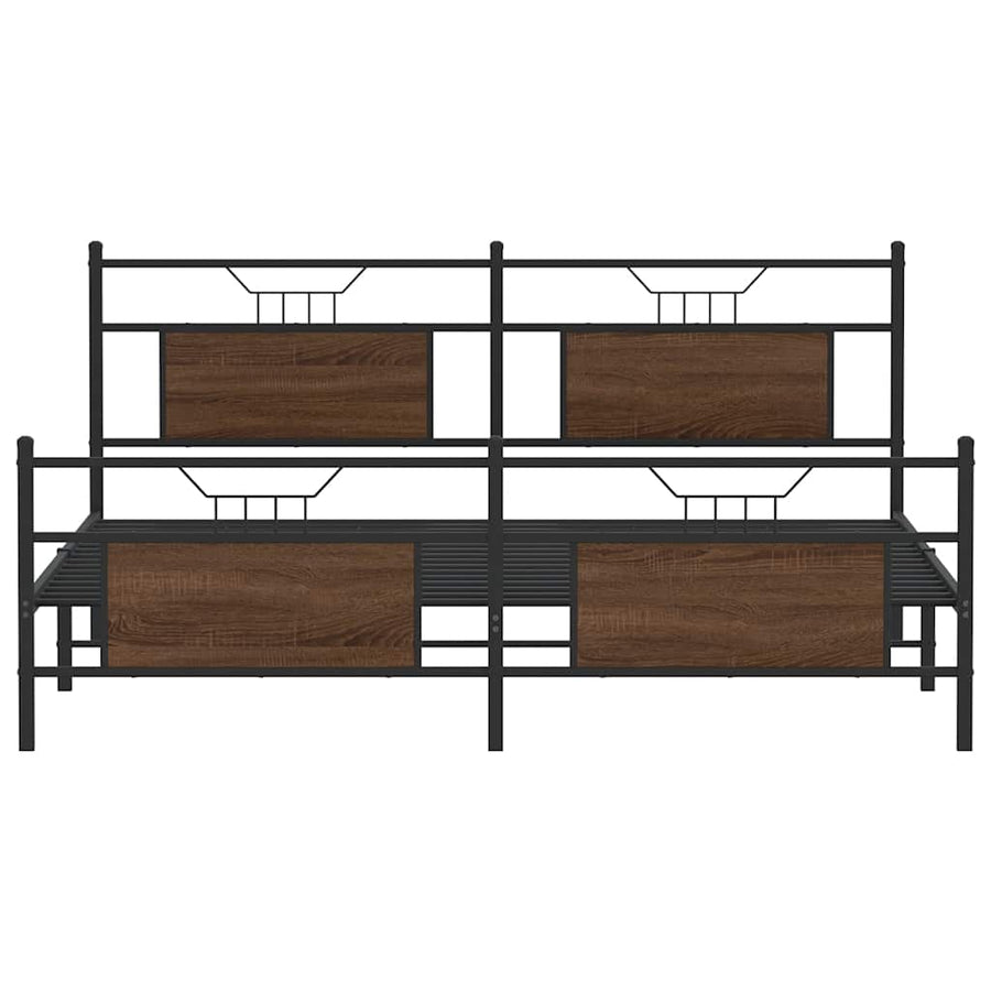 Bedframe zonder matras metaal bruin eikenkleur 183x213 cm