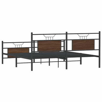 Bedframe zonder matras metaal bruin eikenkleur 183x213 cm