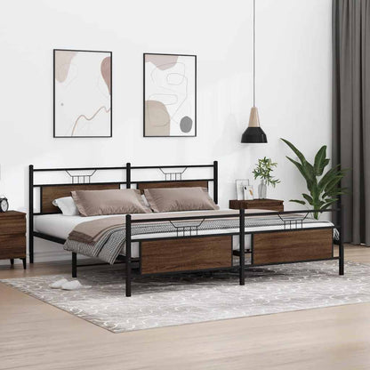 Bedframe zonder matras metaal bruin eikenkleur 193x203 cm