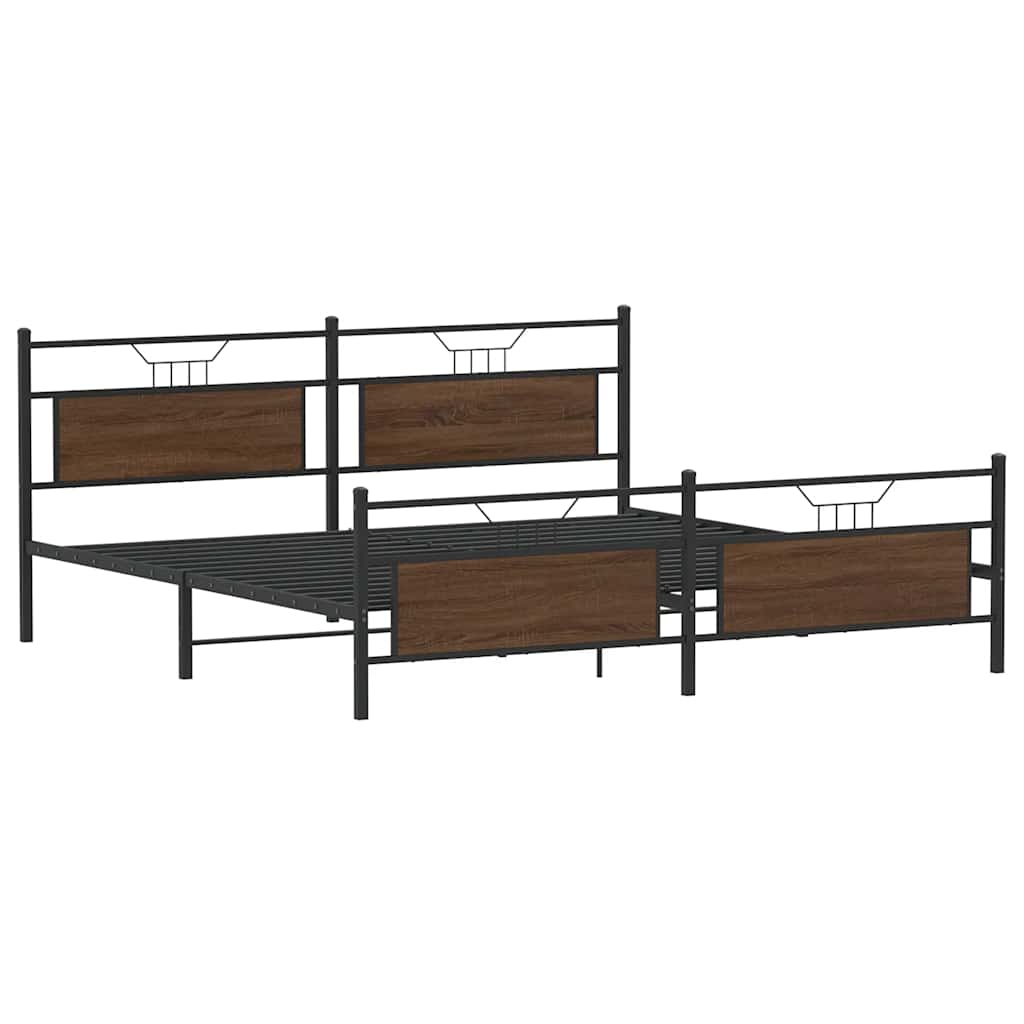 Bedframe zonder matras metaal bruin eikenkleur 193x203 cm