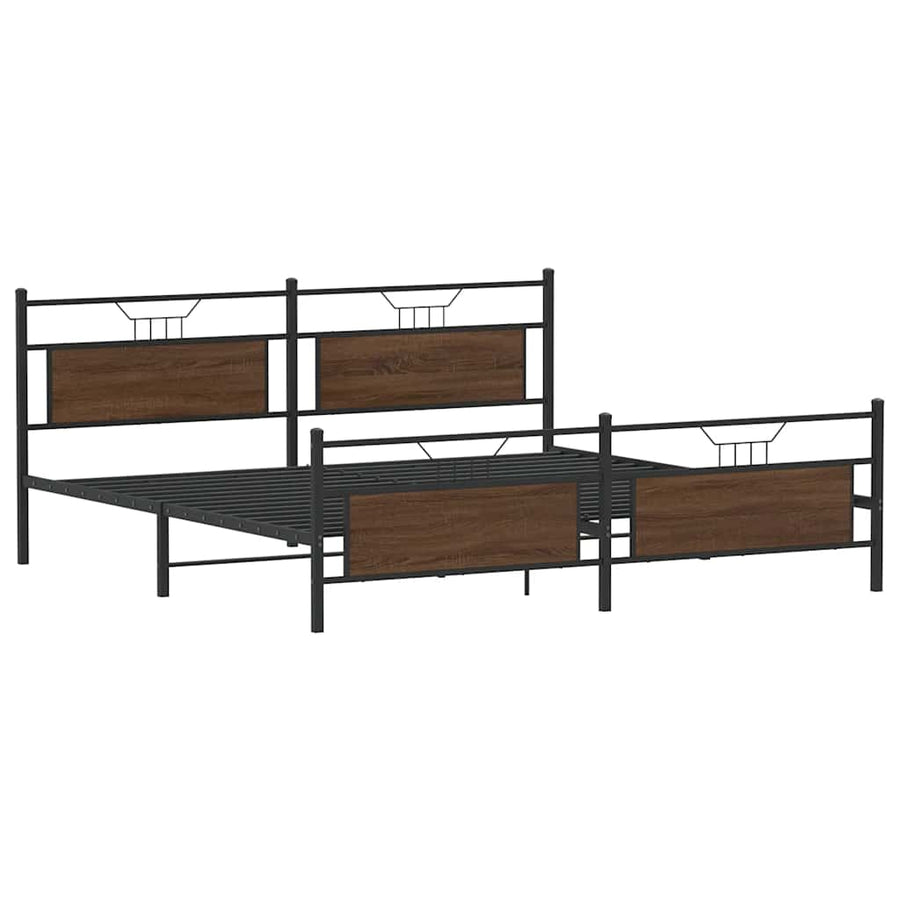 Bedframe zonder matras metaal bruin eikenkleur 193x203 cm