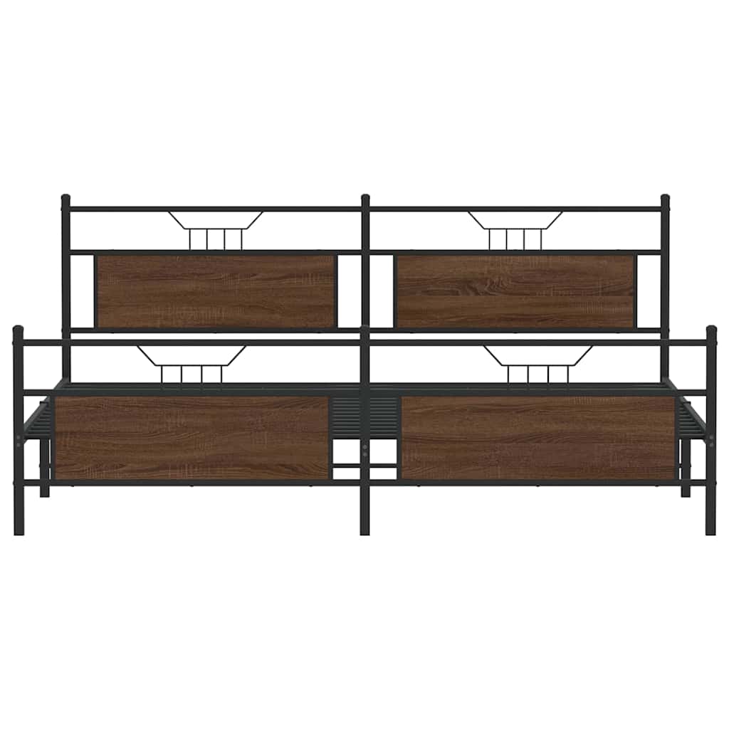 Bedframe zonder matras metaal bruin eikenkleur 193x203 cm