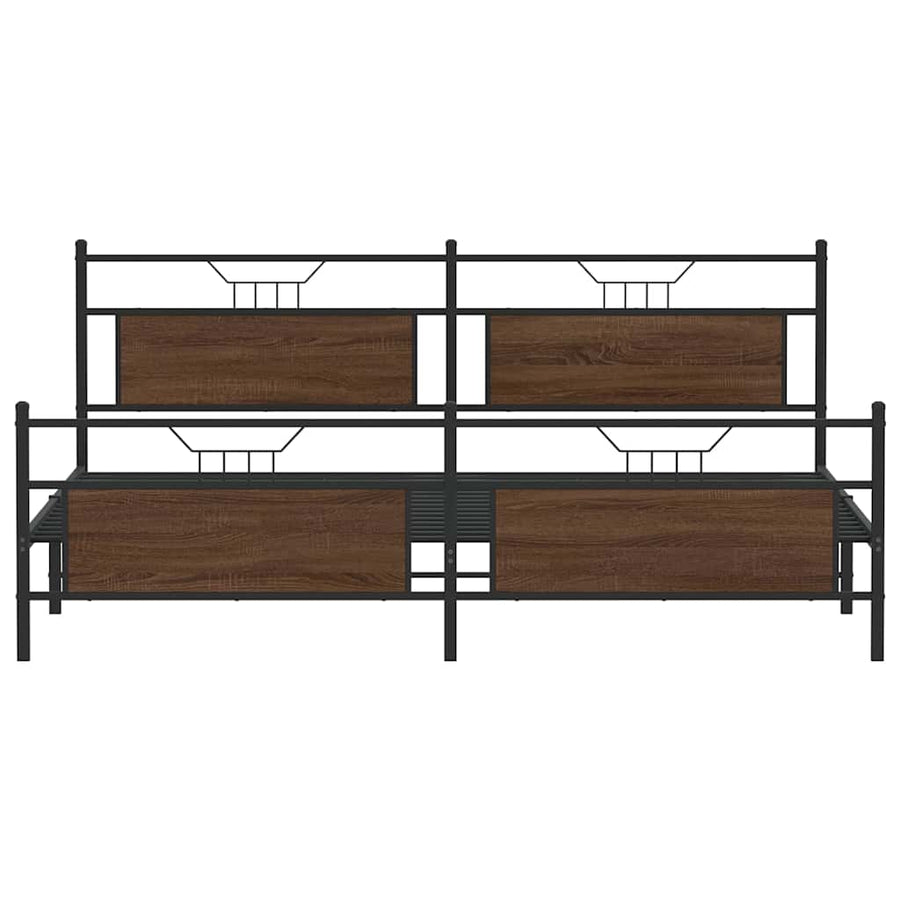 Bedframe zonder matras metaal bruin eikenkleur 193x203 cm