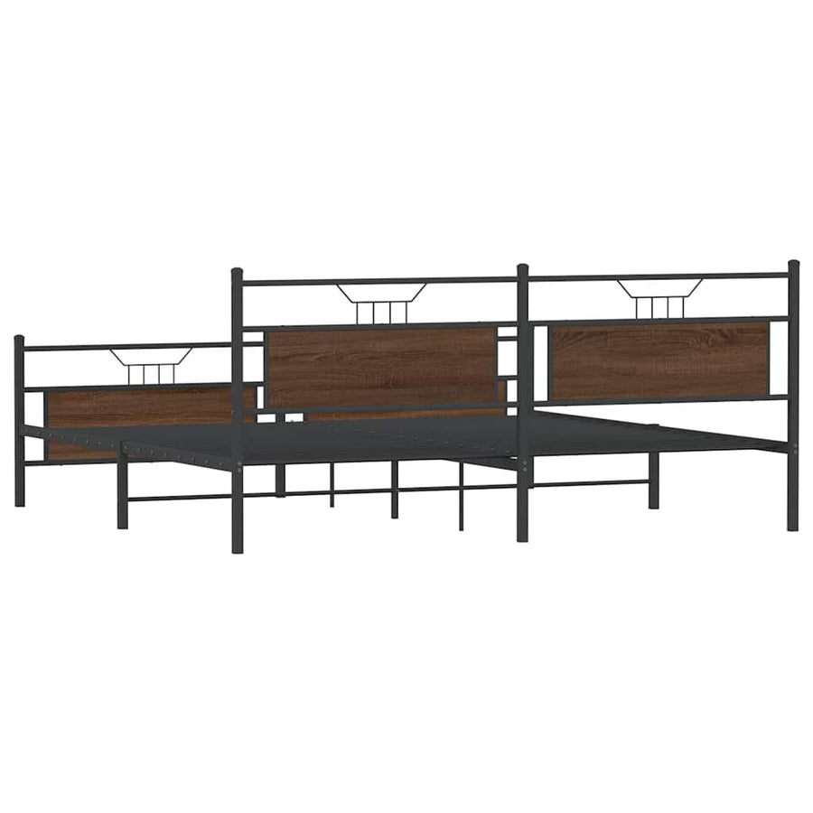 Bedframe zonder matras metaal bruin eikenkleur 193x203 cm