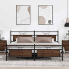 Bed frame without mattress metal brown oak color 193x201 cm