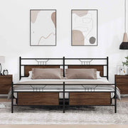 Bedframe metaal bruin eiken 193x203 cm