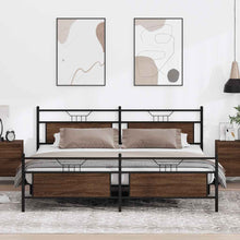 Bedframe zonder matras metaal bruin eikenkleur 193x203 cm