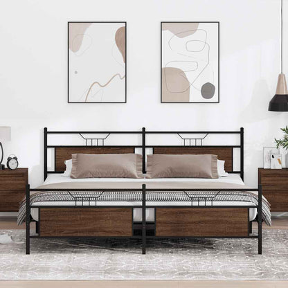 Bedframe zonder matras metaal bruin eikenkleur 193x203 cm
