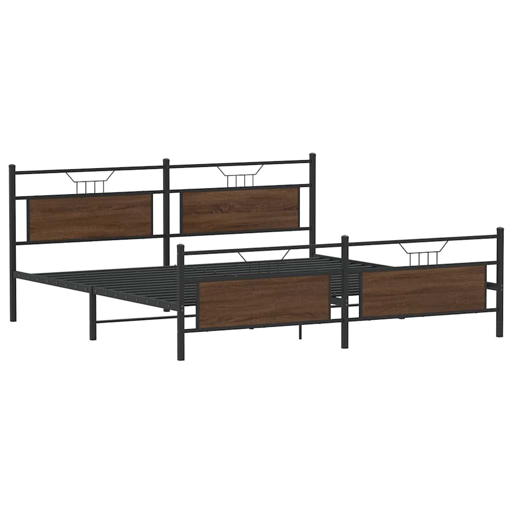 Bedframe zonder matras metaal bruin eikenkleurig 200x200 cm