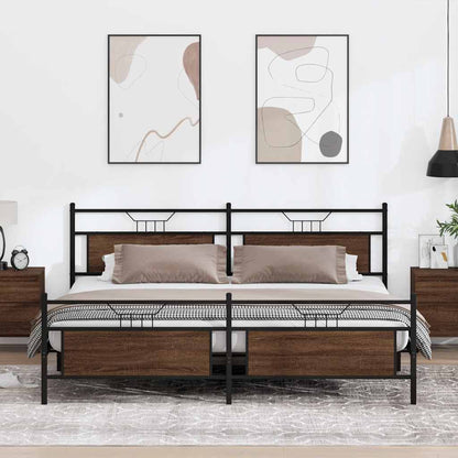 Bedframe zonder matras metaal bruin eikenkleurig 200x200 cm