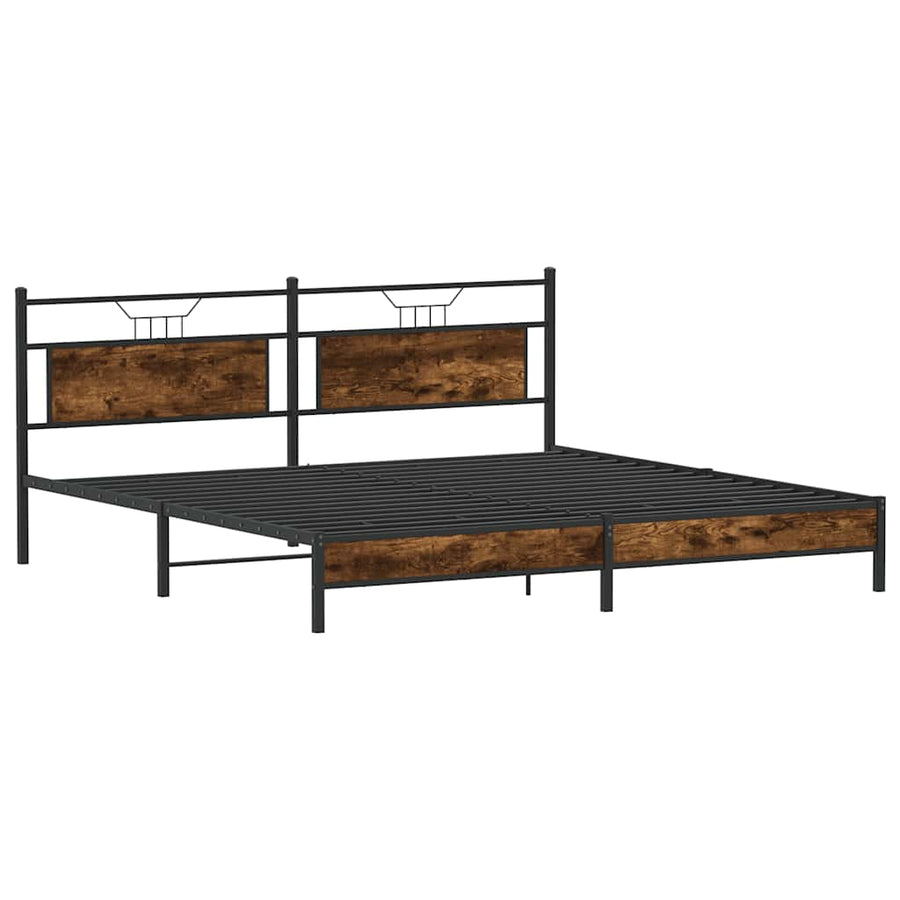 Bedframe zonder matras metaal gerookt eikenkleurig 193x203 cm