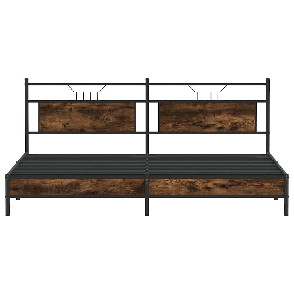 Bedframe zonder matras metaal gerookt eikenkleurig 193x203 cm
