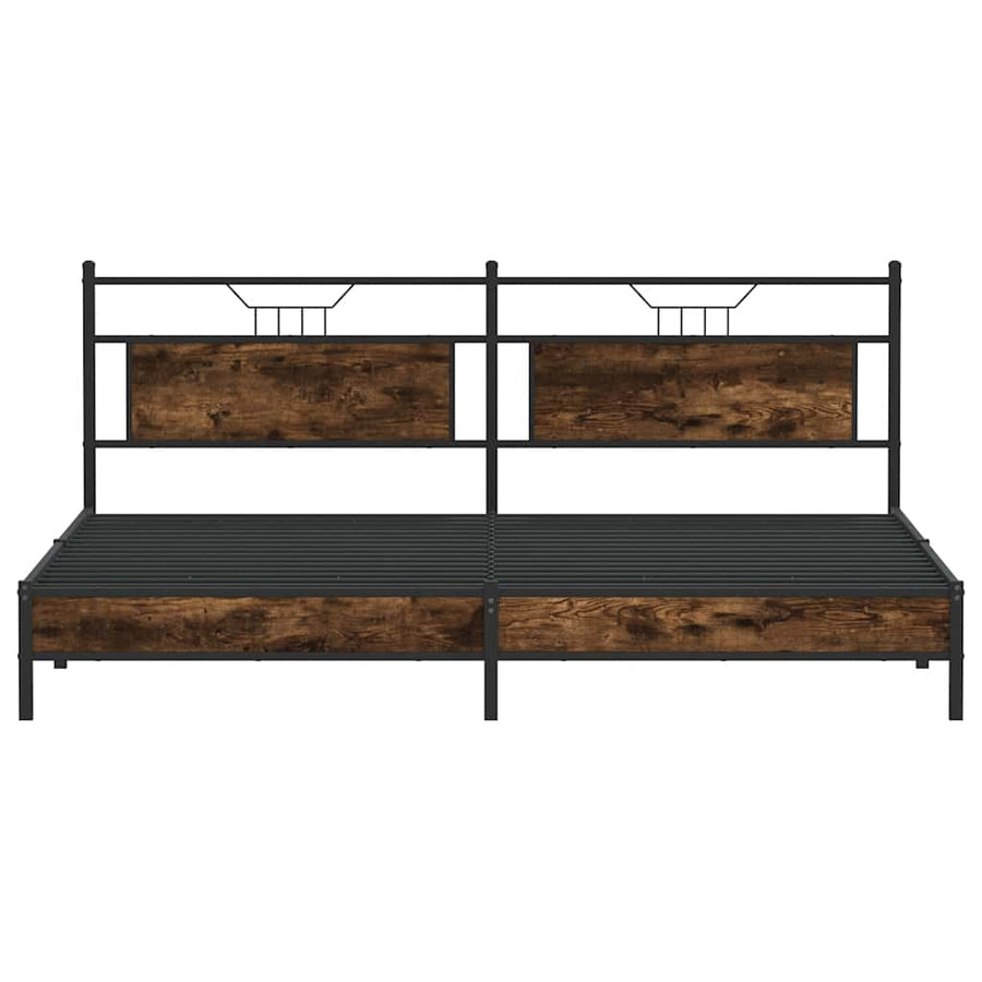 Bedframe zonder matras metaal gerookt eikenkleurig 193x203 cm