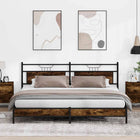 Bed frame without mattress metal smoked oak-colored 193x201 cm