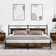 Bedframe metaal gerookt eiken 193x203 cm