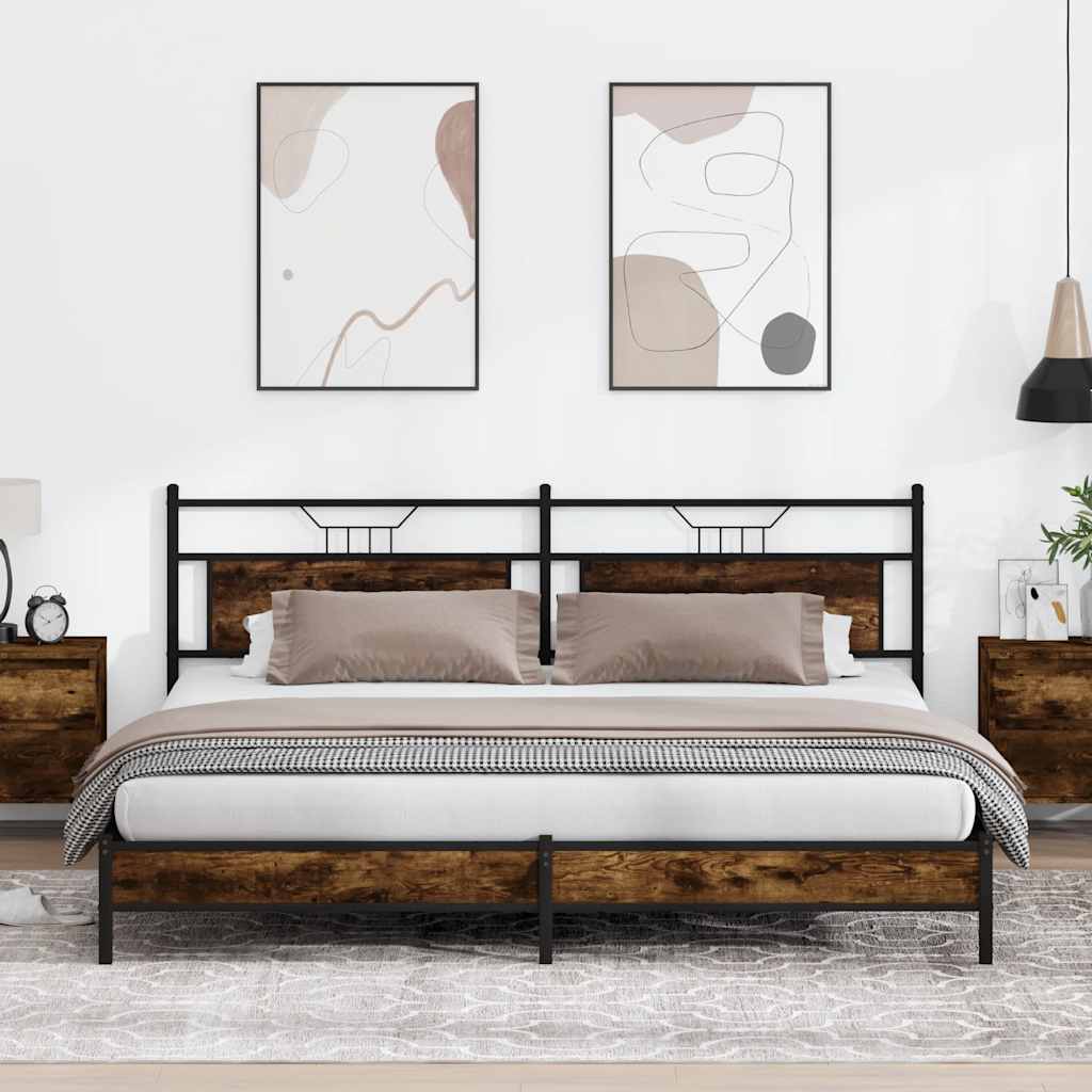 Bedframe zonder matras metaal gerookt eikenkleurig 193x203 cm