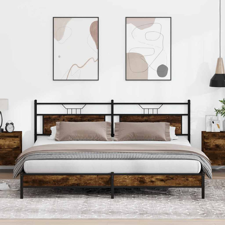 Bedframe zonder matras metaal gerookt eikenkleurig 193x203 cm