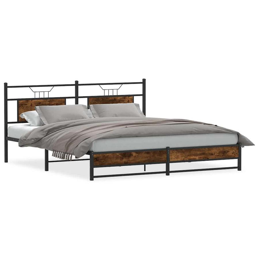 Bedframe zonder matras metaal gerookt eikenkleurig 180x200 cm
