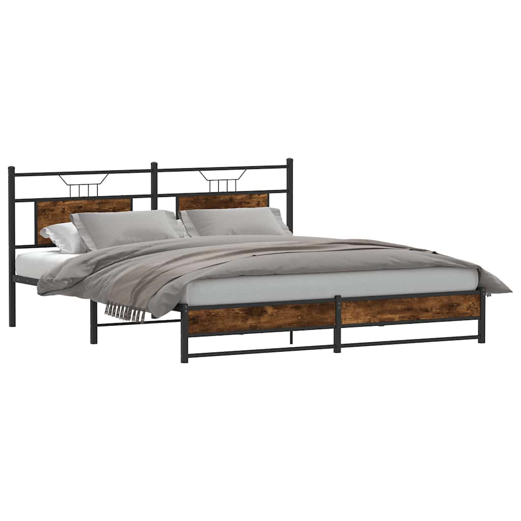 Bedframe zonder matras metaal gerookt eikenkleurig 183x213 cm