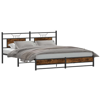 Bedframe zonder matras metaal gerookt eikenkleurig 183x213 cm