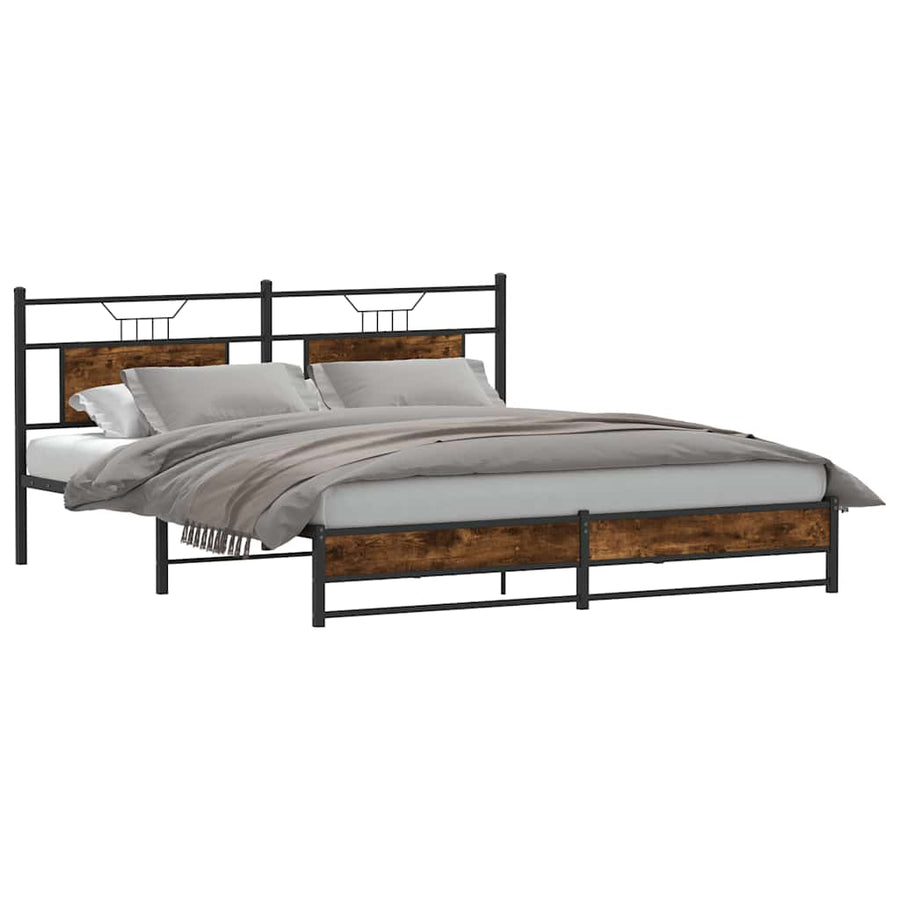 Bedframe zonder matras metaal gerookt eikenkleurig 183x213 cm