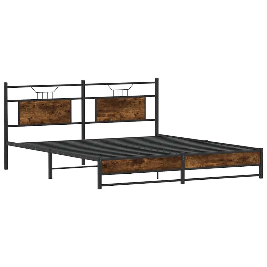 Bedframe zonder matras metaal gerookt eikenkleurig 183x213 cm