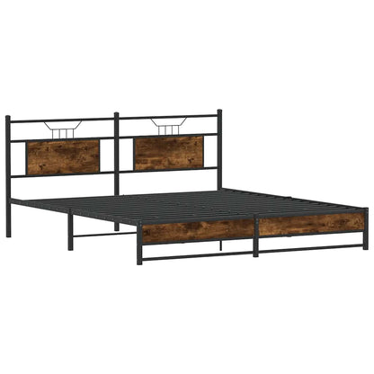 Bedframe zonder matras metaal gerookt eikenkleurig 183x213 cm