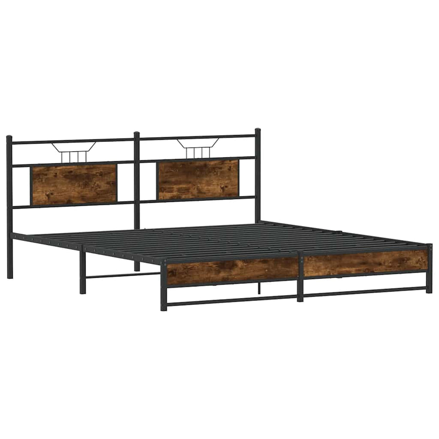 Bedframe zonder matras metaal gerookt eikenkleurig 183x213 cm