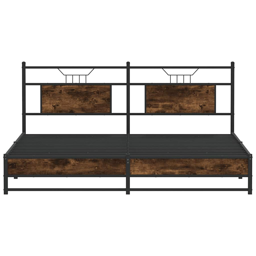 Bedframe zonder matras metaal gerookt eikenkleurig 183x213 cm