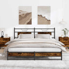 Bed frame without mattress smoked oak-coloured metal 183x213 cm