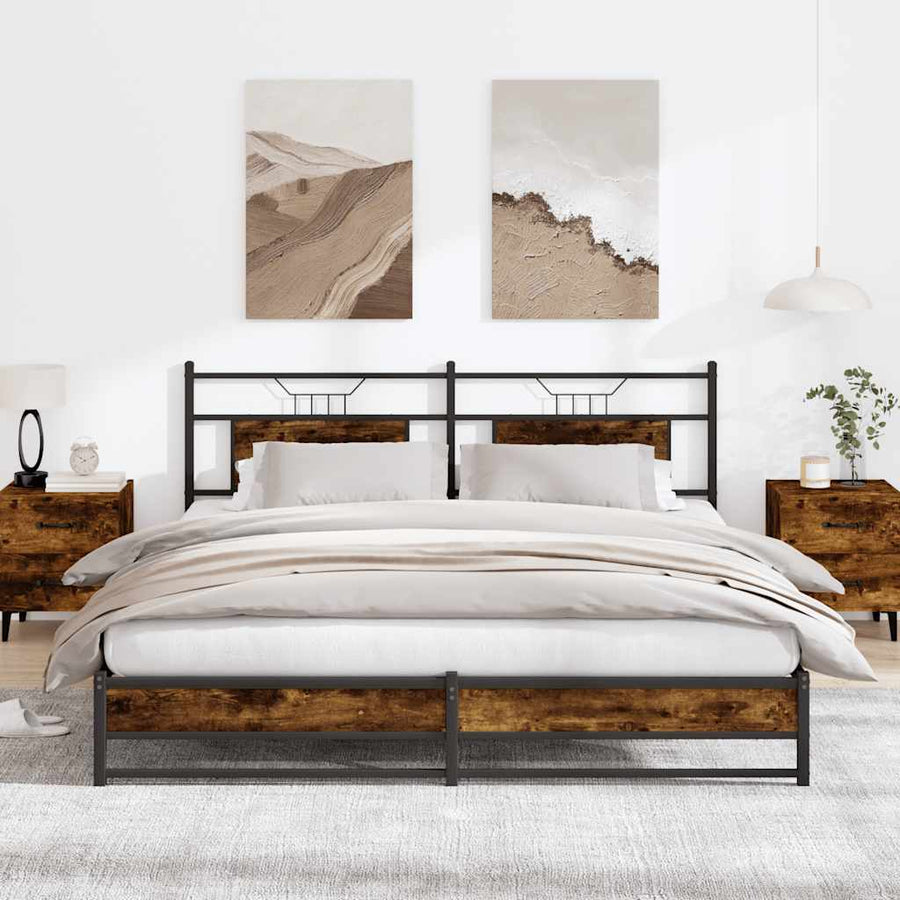 Bedframe zonder matras metaal gerookt eikenkleurig 183x213 cm