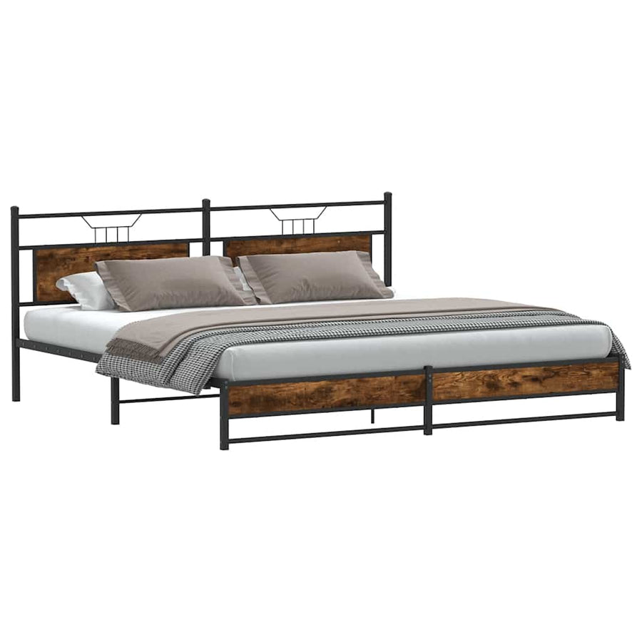 Bedframe zonder matras metaal gerookt eikenkleurig 193x203 cm
