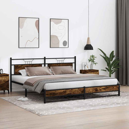 Bedframe zonder matras metaal gerookt eikenkleurig 193x203 cm