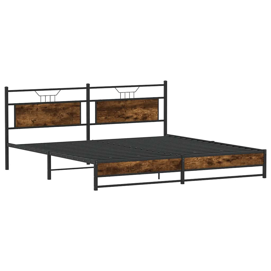 Bedframe zonder matras metaal gerookt eikenkleurig 193x203 cm