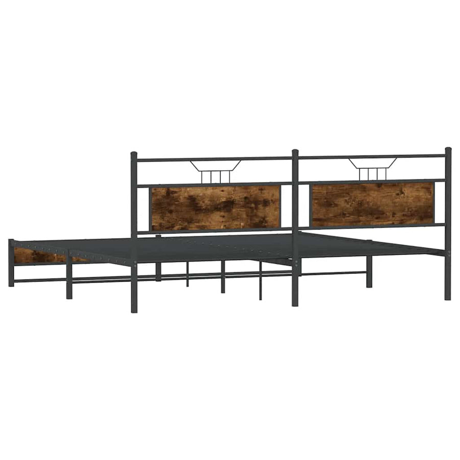 Bedframe zonder matras metaal gerookt eikenkleurig 193x203 cm