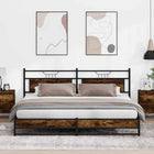 Bed frame without mattress metal smoked oak-colored 193x201 cm