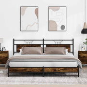 Bedframe metaal gerookt eiken 193x203 cm