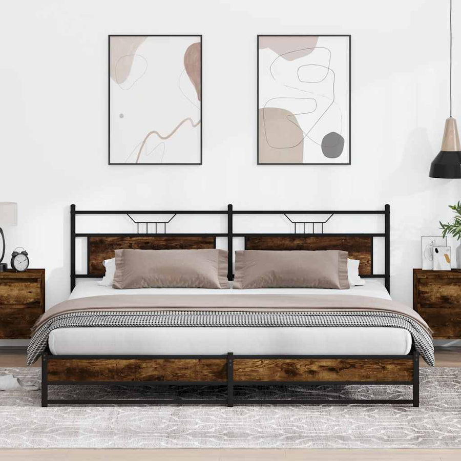 Bedframe zonder matras metaal gerookt eikenkleurig 193x203 cm