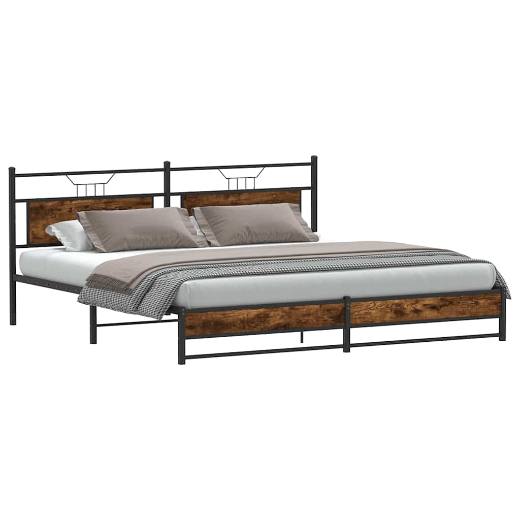 Bedframe zonder matras metaal gerookt eikenkleurig 200x200 cm
