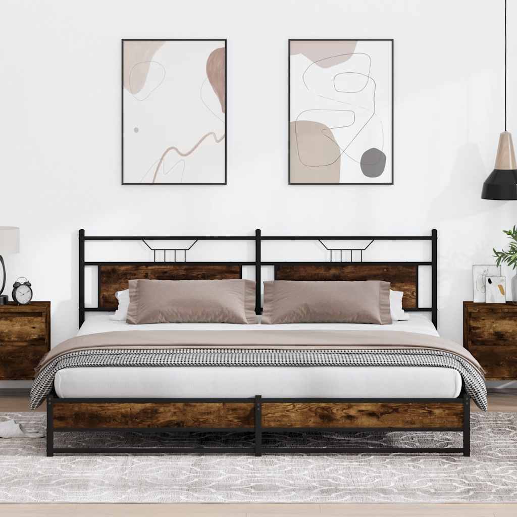 Bedframe zonder matras metaal gerookt eikenkleurig 200x200 cm