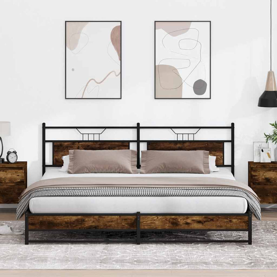 Bedframe zonder matras metaal gerookt eikenkleurig 200x200 cm