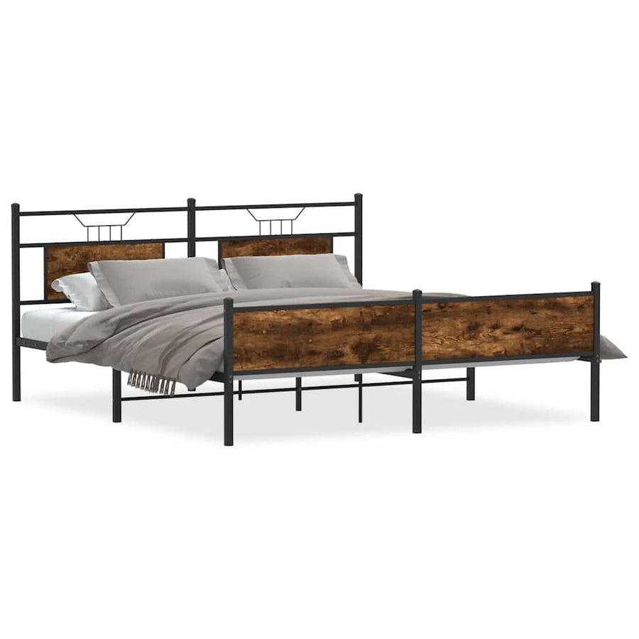 Bedframe zonder matras metaal gerookt eikenkleurig 160x200 cm